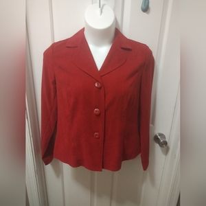Requirements 3 Button Blazer Suit Jacket Sz L Long Sleeve Red